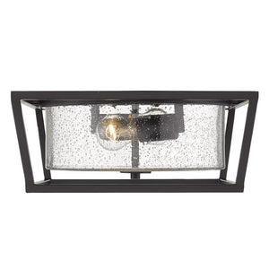 Mercer Flush Mount in Matte Black with Matte Black accents and Seeded Glass