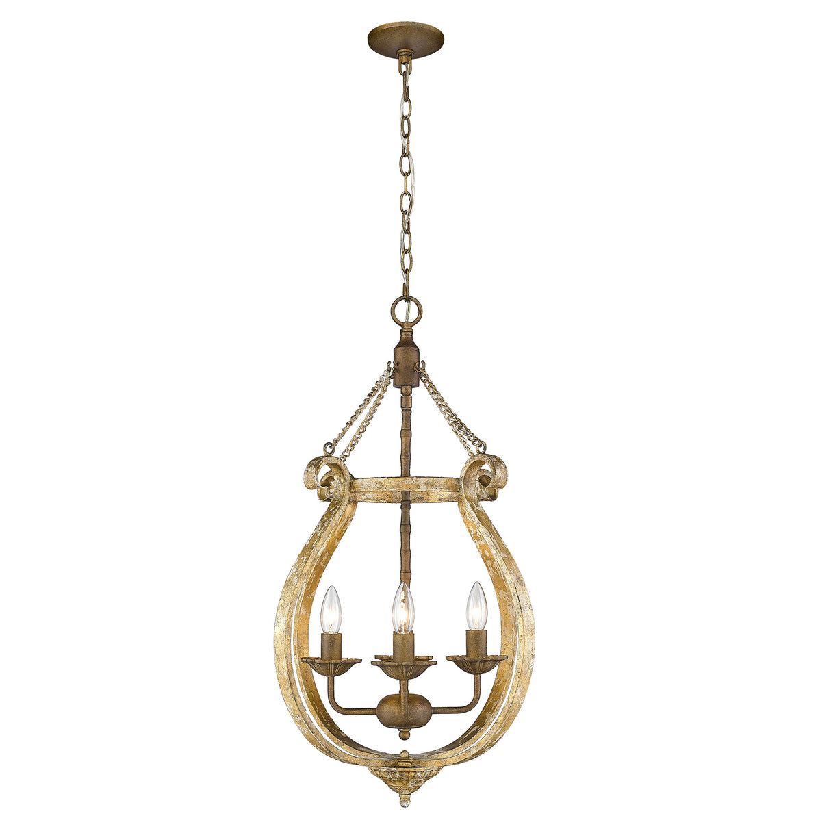 Delphine 4 Light Pendant in Burnished Chestnut with Vintage Gold Shade
