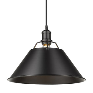 Orwell BLK 1 Light Pendant - 14" in Matte Black with Matte Black Shade