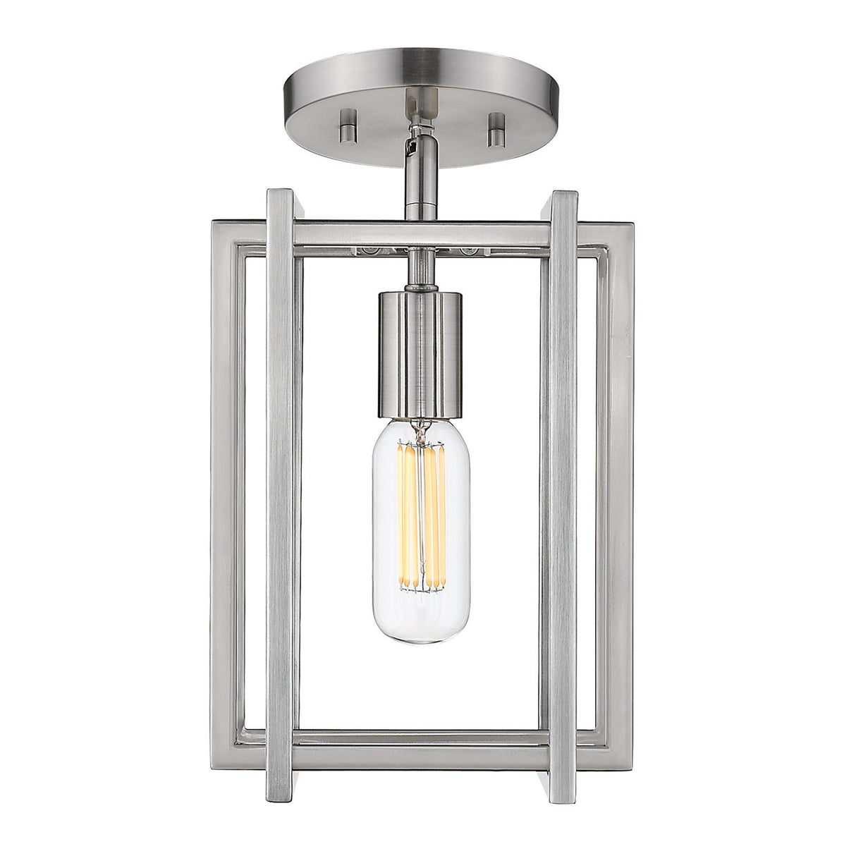 Tribeca 1-Light Semi-Flush in Pewter with Pewter Accents