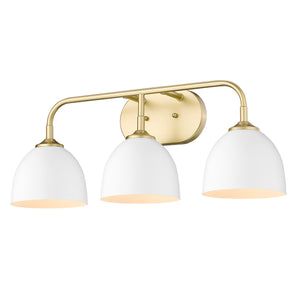 Zoey 3-Light Bath Vanity in Olympic Gold with Matte White Shade