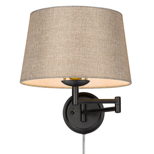 Eleanor Articulating Wall Sconce in Matte Black with Natural Sisal Shade