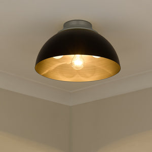 Zoey Flush Mount in Pewter with Matte Black Shade