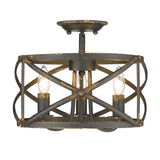 Alcott Semi-Flush in Antique Black Iron