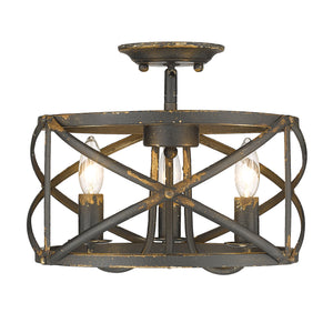 Alcott Semi-Flush in Antique Black Iron