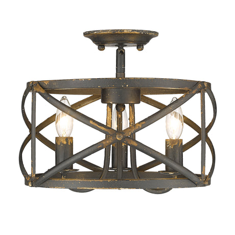 Alcott Semi-Flush in Antique Black Iron