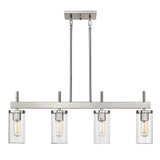 Winslett Linear Pendant in Pewter with Ribbed Clear Glass Shades