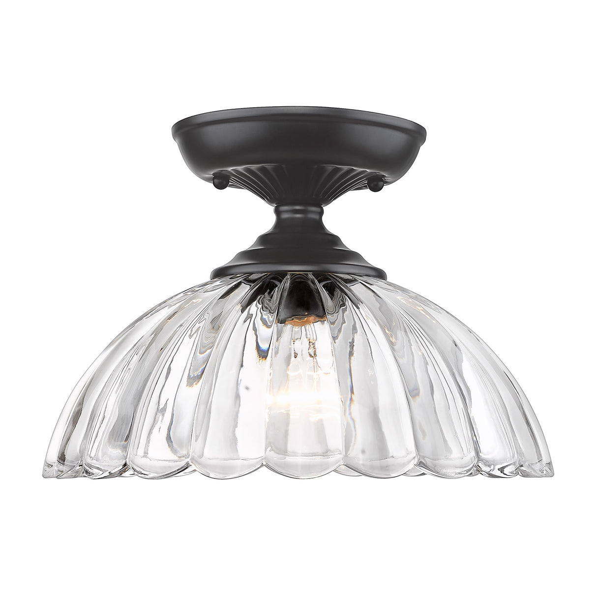 Audra Semi-Flush in Matte Black with Clear Glass Shade