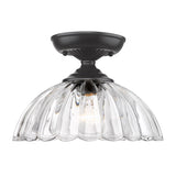 Audra Semi-Flush in Matte Black with Clear Glass Shade
