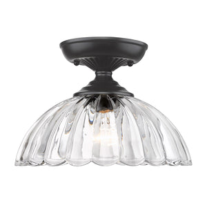Audra Semi-Flush in Matte Black with Clear Glass Shade