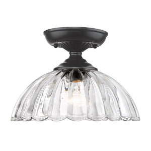 Audra Semi-Flush in Matte Black with Clear Glass Shade