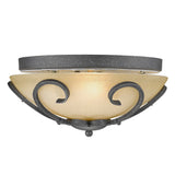 Madera Flush Mount in Black Iron with Toscano Glass