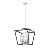 Mercer 3 Light Pendant in Matte Black with Chrome accents and Seeded Glass