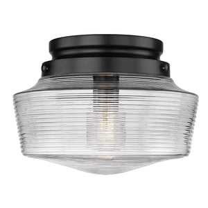Holloway Flush Mount in Matte Black with Clear Glass Shade