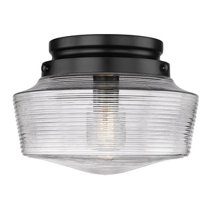Holloway Flush Mount in Matte Black with Clear Glass Shade