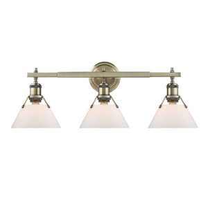 Orwell AB 3 Light Bath Vanity in Aged Brass with Opal Glass Shades