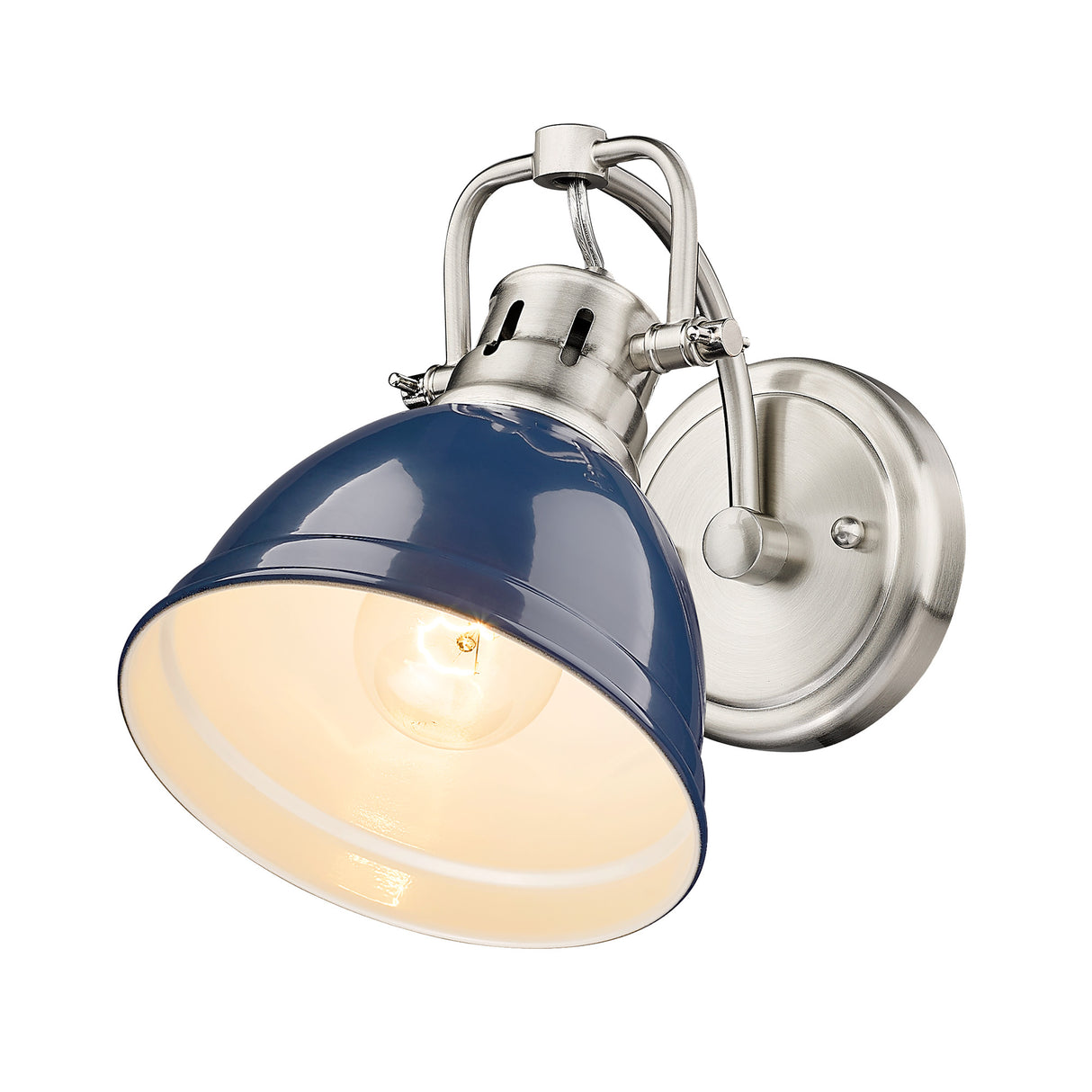 Duncan PW 1 Light Bath Vanity in Pewter with Navy Blue Shade
