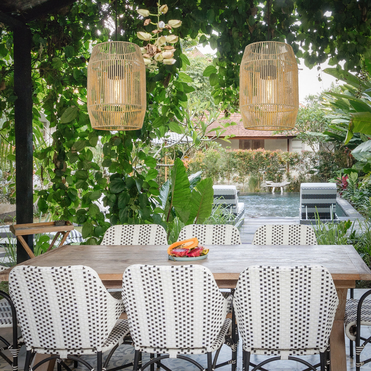 Seabrooke Outdoor 1 Light Pendant in Natural Black