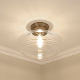 Ingalls Large Semi-Flush in Modern Brass and Clear Glass Shade
