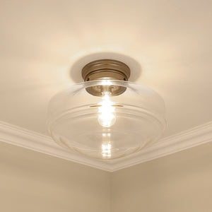 Ingalls Large Semi-Flush in Modern Brass and Clear Glass Shade