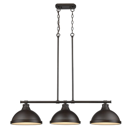 Duncan 3 Light Linear Pendant in Rubbed Bronze with Rubbed Bronze Shades