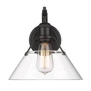 Orwell BLK 1 Light Wall Sconce in Matte Black with Clear Glass Shade