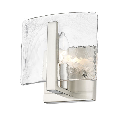 Aenon 1-Light Wall Sconce in Pewter with Hammered Water Glass Shade