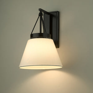 Penn 1 Light Wall Sconce in Matte Black with Modern White Shade