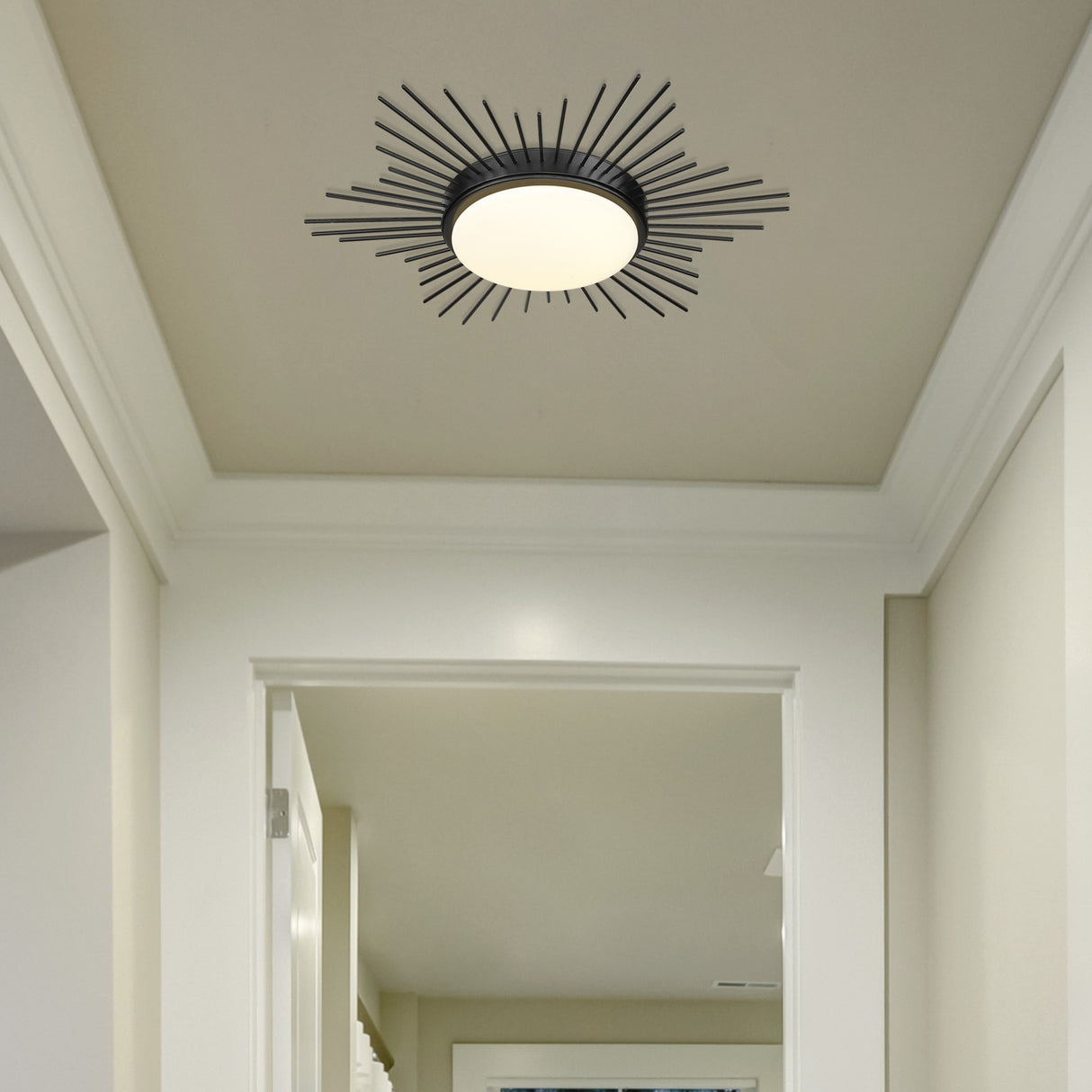 Kieran Flush Mount - 18" in Matte Black with Opal Glass Shade