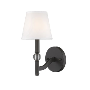 Waverly 1 Light Wall Sconce in Rubbed Bronze with Classic White Shade