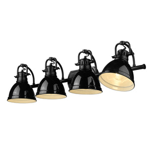 Duncan BLK 4 Light Bath Vanity in Matte Black with Black Shades Shade