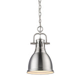 Duncan Small Pendant with Chain in Pewter with a Pewter Shade