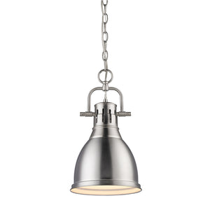 Duncan Small Pendant with Chain in Pewter with a Pewter Shade