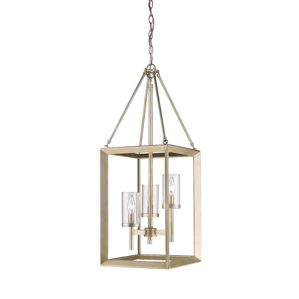 Smyth 3 Light Pendant in White Gold with Clear Glass
