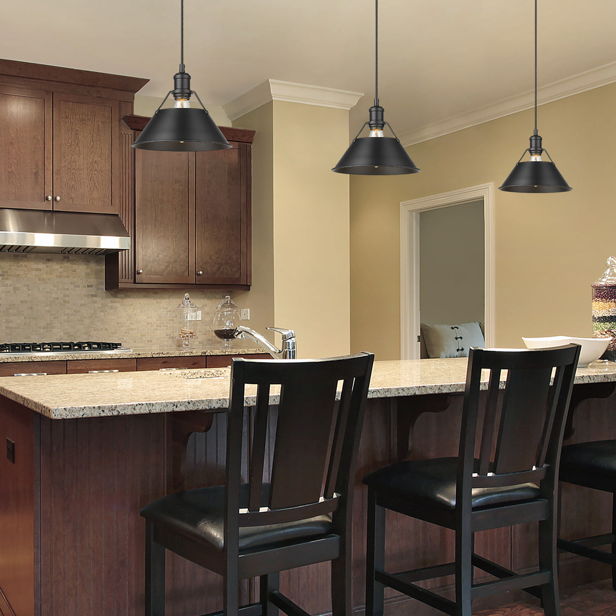 Orwell BLK 1 Light Pendant - 10" in Matte Black with Matte Black Shade