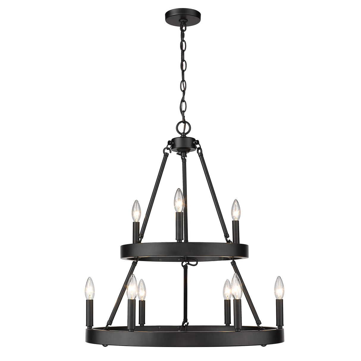 Alastair 2 Tier 3+6 Light Chandelier in Matte Black