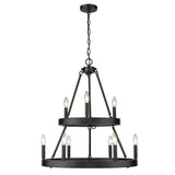Alastair 2 Tier 3+6 Light Chandelier in Matte Black