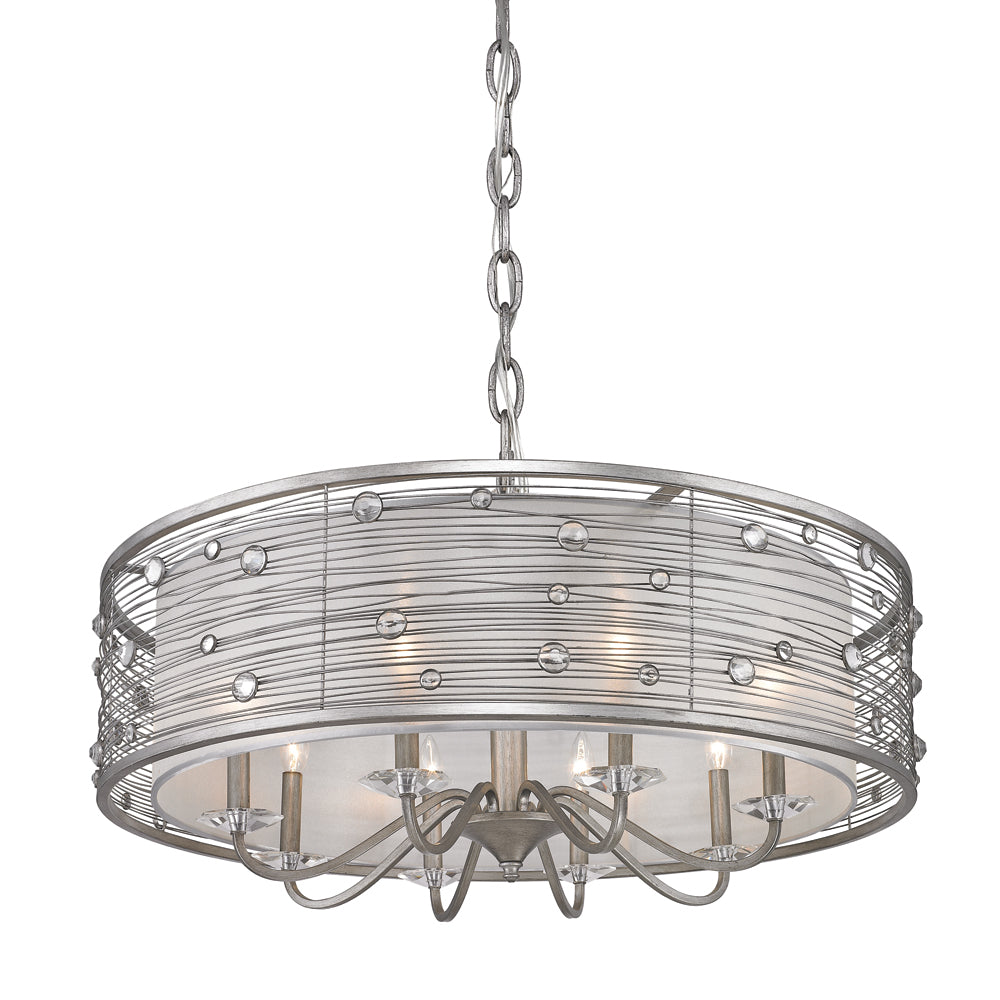 Joia 8 Light Chandelier in Peruvian Silver with Sterling Mist Shade