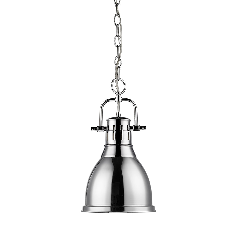Duncan Small Pendant with Chain in Chrome with a Chrome Shade