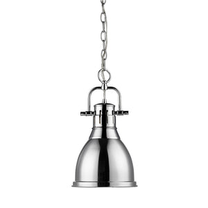 Duncan Small Pendant with Chain in Chrome with a Chrome Shade