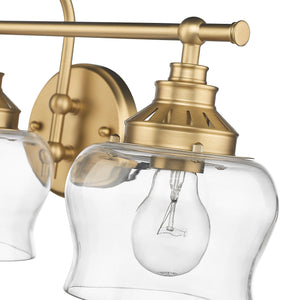 Daphne 3 Light Bath Vanity in Brushed Champagne Bronze with Clear Glass Shade
