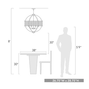 Colson PW 6 Light Chandelier (with shade) in Pewter