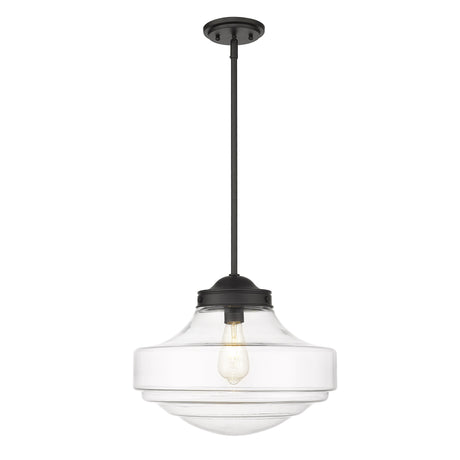 Ingalls Large Pendant in Matte Black with Clear Glass Shade