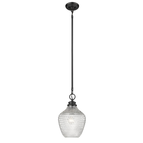 Adeline Medium Pendant in Matte Black with Clear Glass Shade