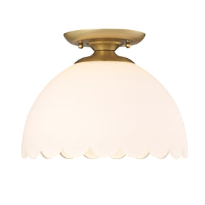 Dorinda Semi-Flush in Brushed Champagne Bronze with Opal Glass Shade