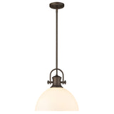 Hines 1-Light Pendant in Rubbed Bronze with Opal Glass