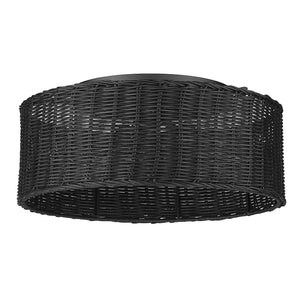 Erma Flush Mount in Matte Black and Black Wicker