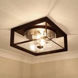 Smyth Outdoor Flush Mount in Natural Black with Seeded Glass