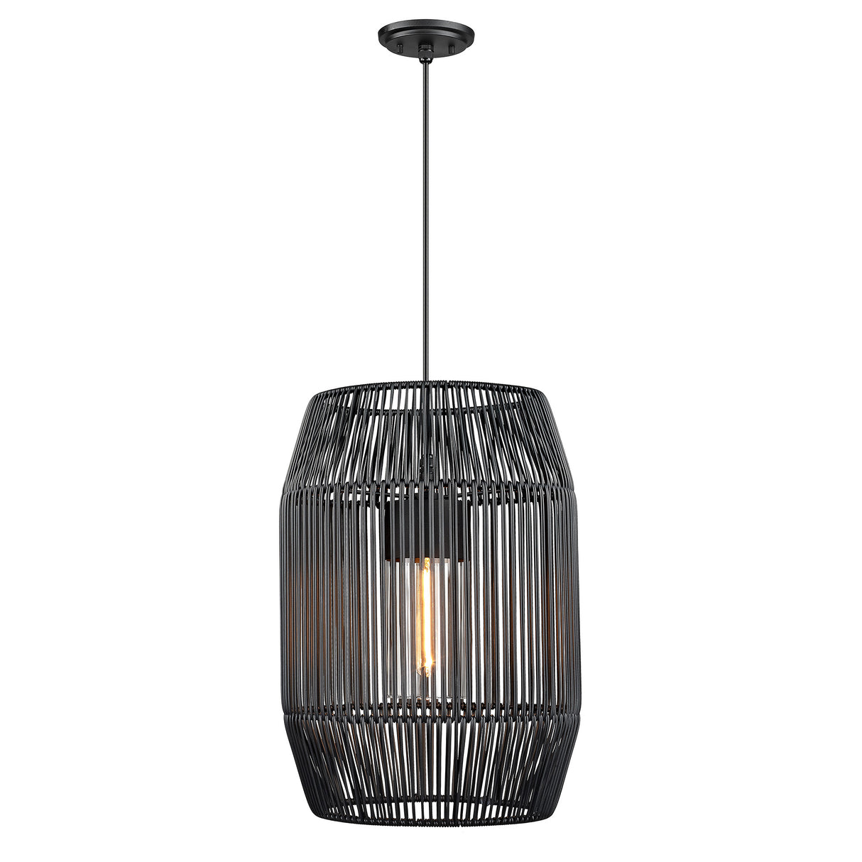 Seabrooke 1 Light Pendant - Outdoor in Natural Black with Black Composite Wicker Shade