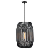 Seabrooke 1 Light Pendant - Outdoor in Natural Black with Black Composite Wicker Shade